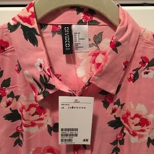Sold NWT H&M pink floral button up
